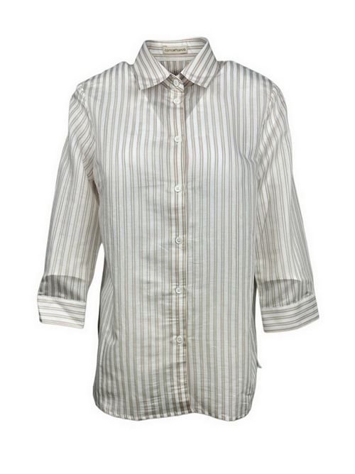 camicia donna con righe cangianti bianca e  beige Camicetta Snob | 965-41309112